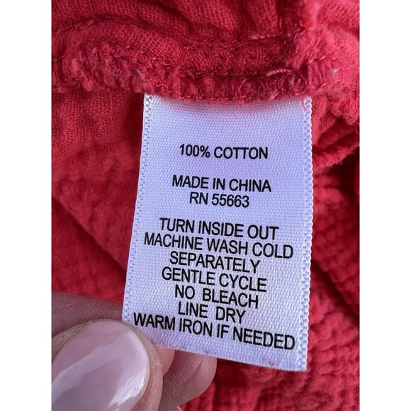 Lucky Brand red gauze tiered short sleeve boho flowy dress 3X lightweight - Picture 4 of 7